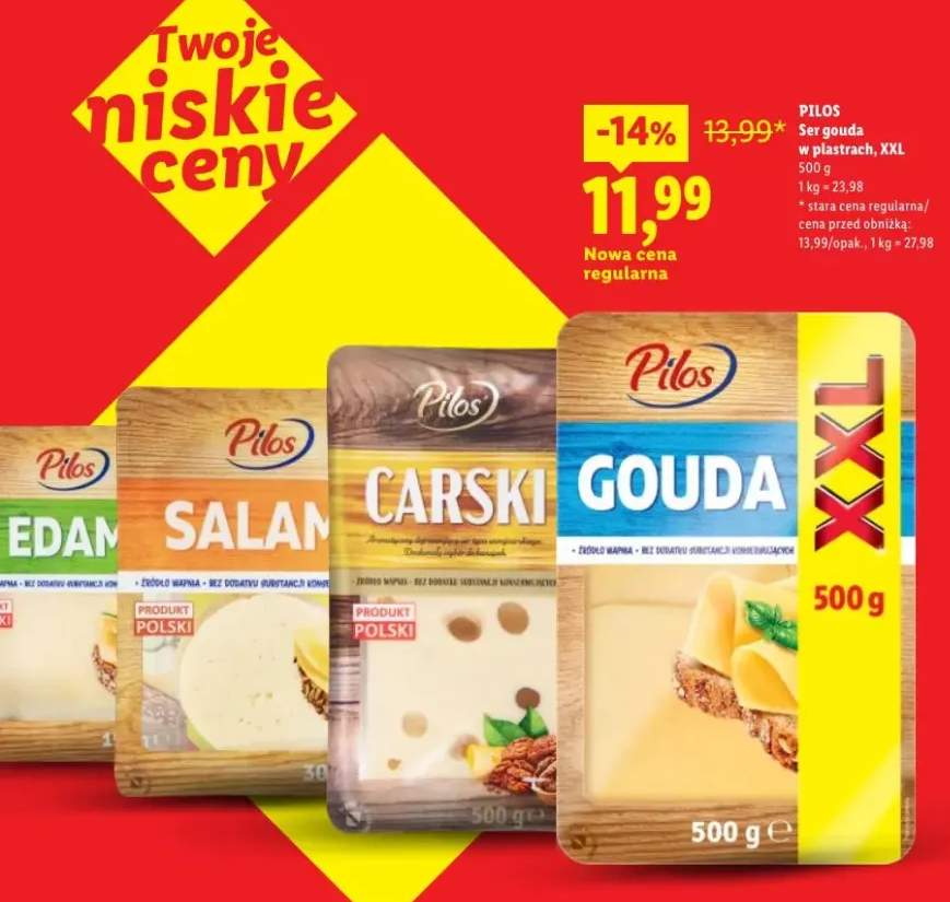 Ser gouda w plastrach XXL Pilos