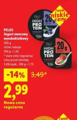 Jogurt owocowy wysokobiałkowy jagodowy Pilos