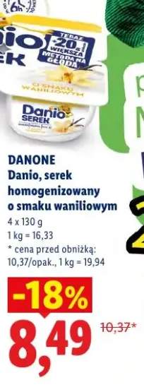 Serek homogenizowany o smaku waniliowym Danio 4-pak