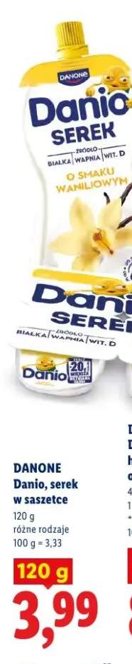 Serek w saszetce Danio Danone o smaku waniliowym