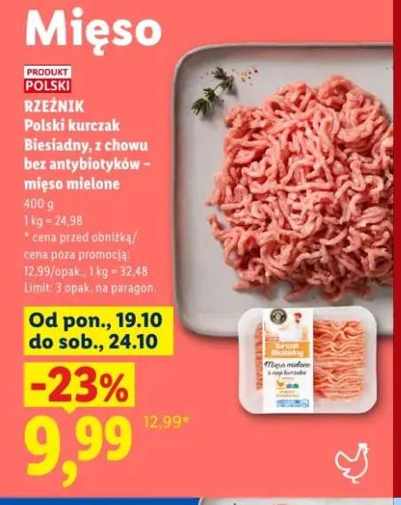Polski kurczak Biesiadny z chowu bez antybiotyków - mięso mielone Rzeźnik