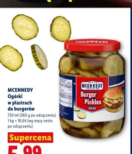 Ogórki w plastrach do burgerów Mcennedy