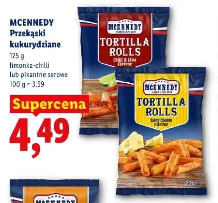 Przekąski kukurydziane Tortilla Rolls limonka-chilli Mcennedy +1 wariant
