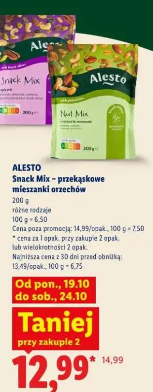 Przekąskowa mieszanka orzechów Alesto Nut Mix +1 wariant