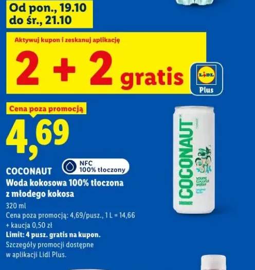 Woda kokosowa Coconaut 100% tłoczona z młodego kokosa