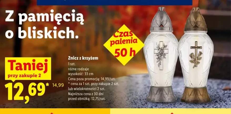Znicz z krzyżem 33 cm