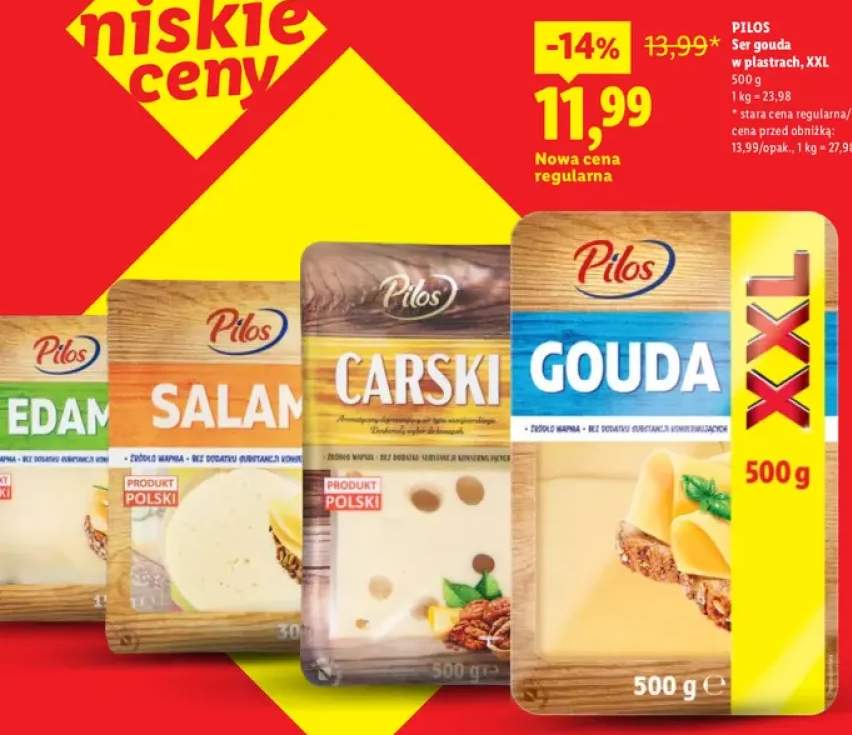 Ser gouda w plastrach XXL Pilos