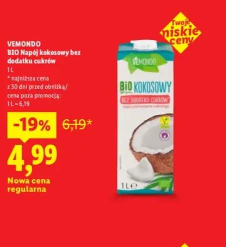 BIO Napój kokosowy bez dodatku cukrów Vemondo