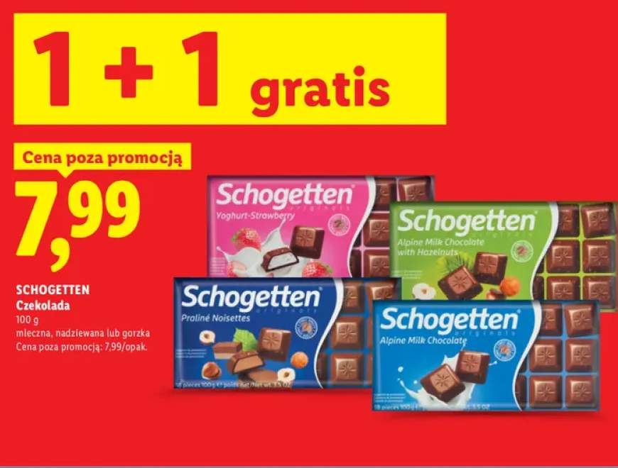 Czekolada Schogetten Yoghurt-Strawberry +3 warianty