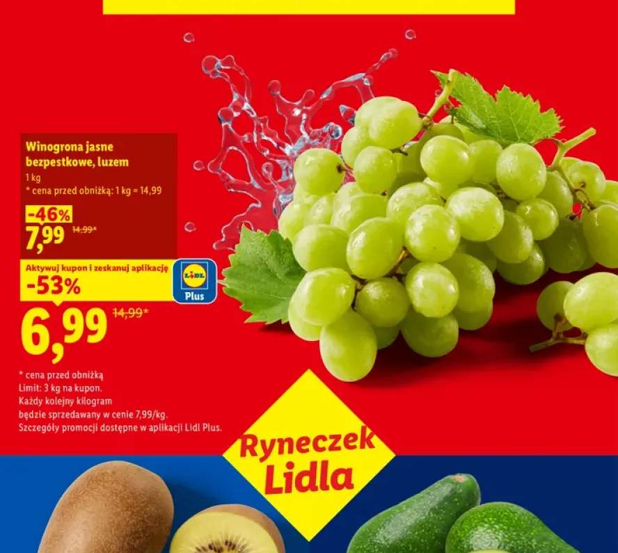 Winogrona jasne bezpestkowe luzem Ryneczek Lidla