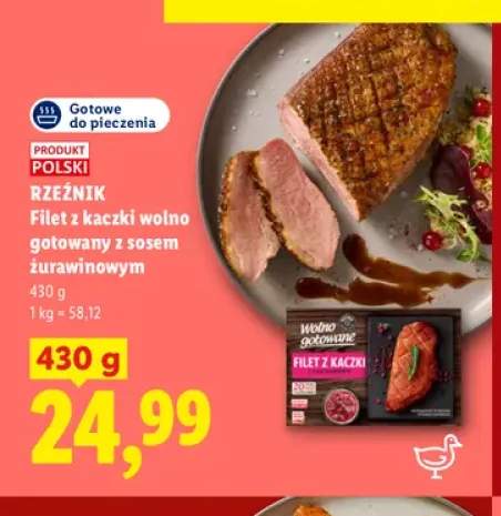Filet z kaczki wolno gotowany z sosem żurawinowym Rzeźnik