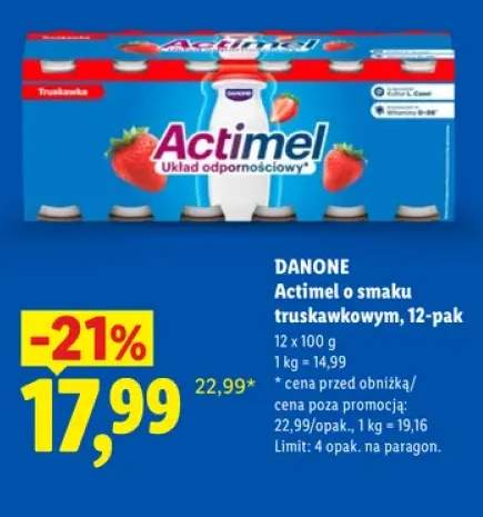 Actimel o smaku truskawkowym 12-pak Danone