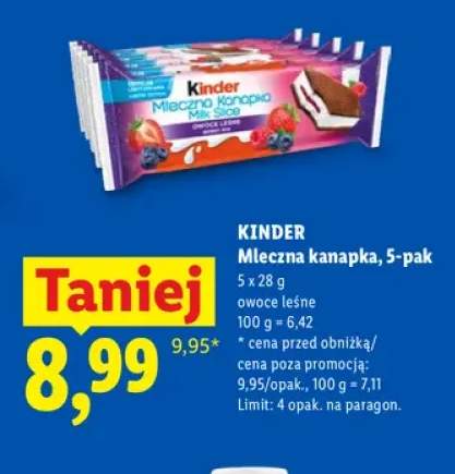 Mleczna kanapka owoce leśne 5-pak Kinder