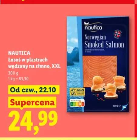 Łosoś w plastrach wędzony na zimno XXL Nautica
