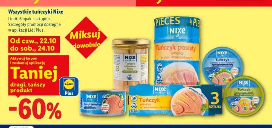 Tuńczyk pasiasty jednolity w oleju słonecznikowym Nixe 4-pak +6 wariantów