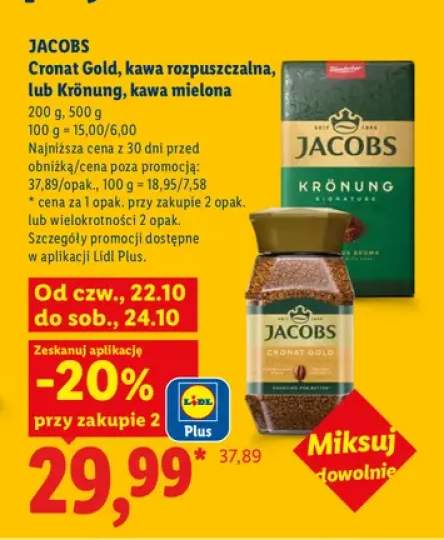 Kawa rozpuszczalna Jacobs Cronat Gold +1 wariant