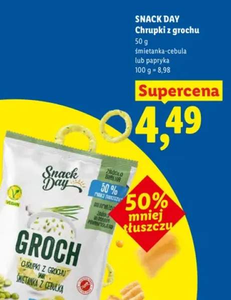 Chrupki z grochu śmietanka-cebula Snack Day +1 wariant
