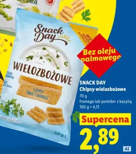 Chipsy wielozbożowe fromage Snack Day +1 wariant