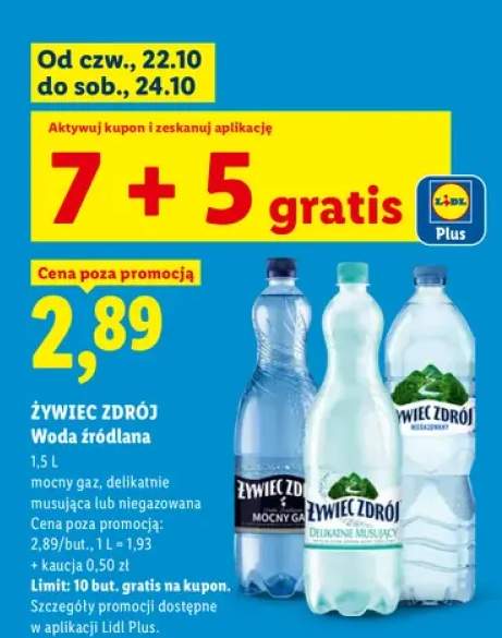 Woda źródlana gazowana delikatnie musująca Żywiec Zdrój +2 warianty