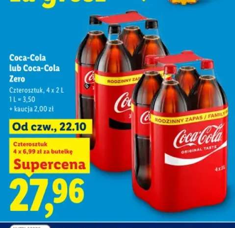 Napój gazowany Coca-Cola 4-pak 2 l +1 wariant