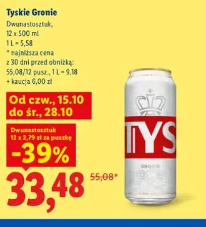 Piwo Tyskie Gronie 12-pak 500 ml