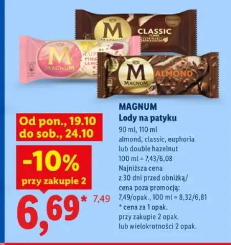 Lody na patyku almond Magnum +3 warianty