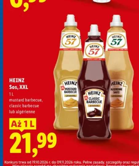Sos XXL mustard barbecue Heinz +2 warianty