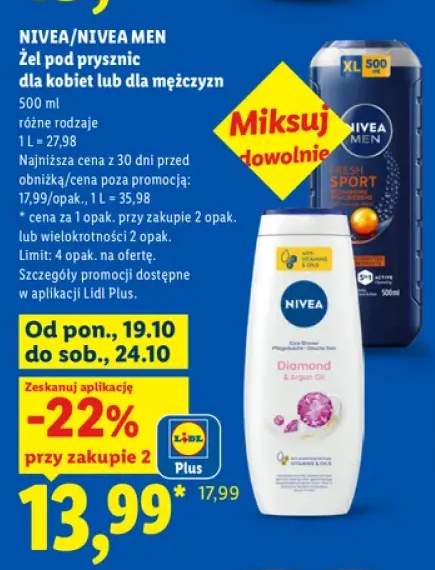Żel pod prysznic dla kobiet Nivea +1 wariant