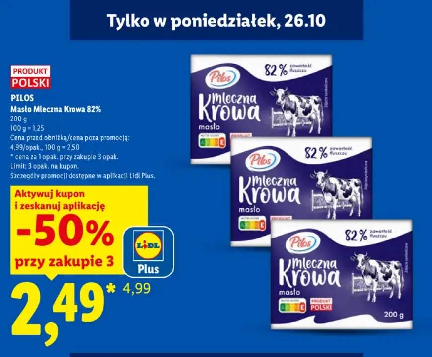 Masło Mleczna Krowa Pilos 82%
