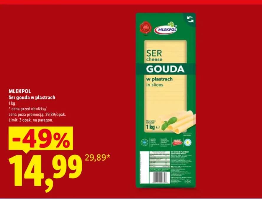 Ser gouda w plastrach Mlekpol