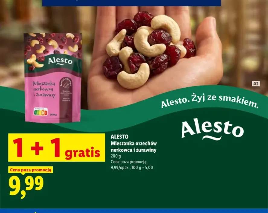 Mieszanka orzechów nerkowca i żurawiny Alesto