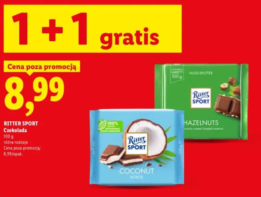 Czekolada Ritter Sport Coconut +1 wariant