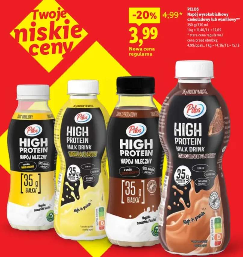 Napój wysokobiałkowy czekoladowy Pilos +1 wariant