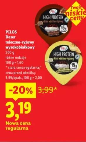 Deser mleczno-ryżowy wysokobiałkowy Pilos