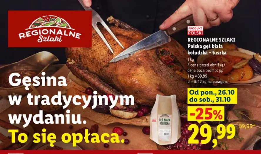 Polska gęś biała kołudzka - tuszka Regionalne Szlaki