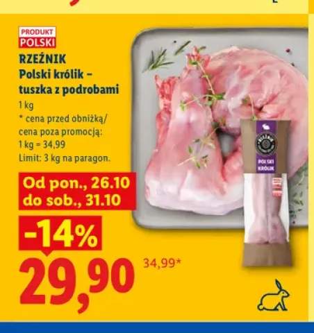 Polski królik tuszka z podrobami Rzeźnik