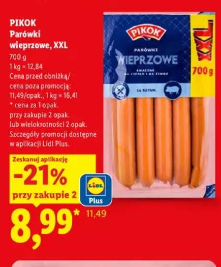 Parówki wieprzowe XXL Pikok