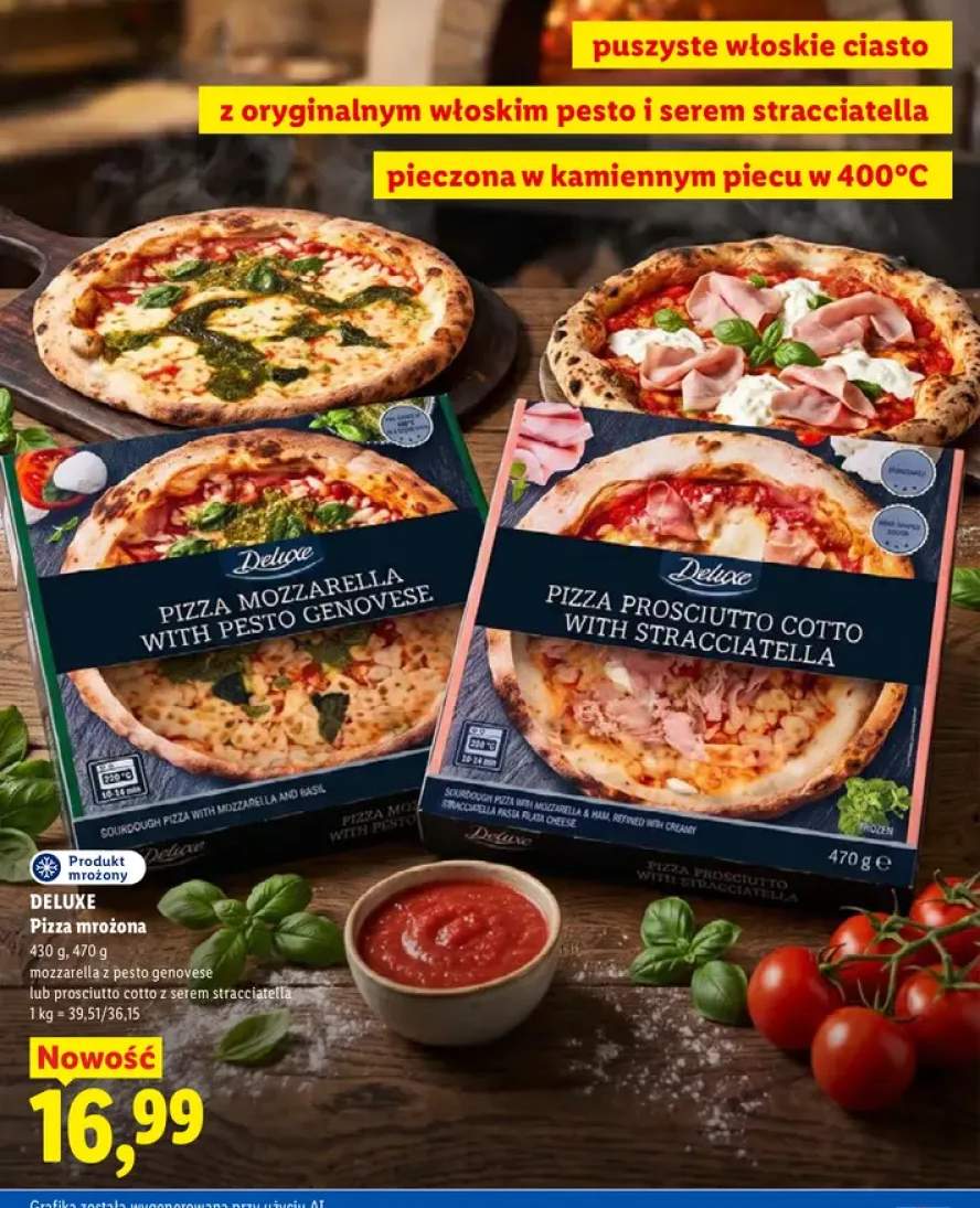 Pizza mrożona mozzarella z pesto genovese Deluxe +1 wariant