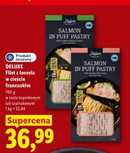 Filet z łososia w cieście francuskim w sosie szpinakowym Deluxe +1 wariant