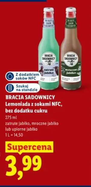 Lemoniada z sokami NFC bez dodatku cukru zatrute jabłko Bracia Sadownicy +2 warianty