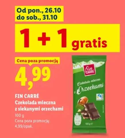 Czekolada mleczna z siekanymi orzechami Fin Carré