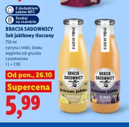 Sok jabłkowy tłoczony cytryna i imbir Bracia Sadownicy +2 warianty