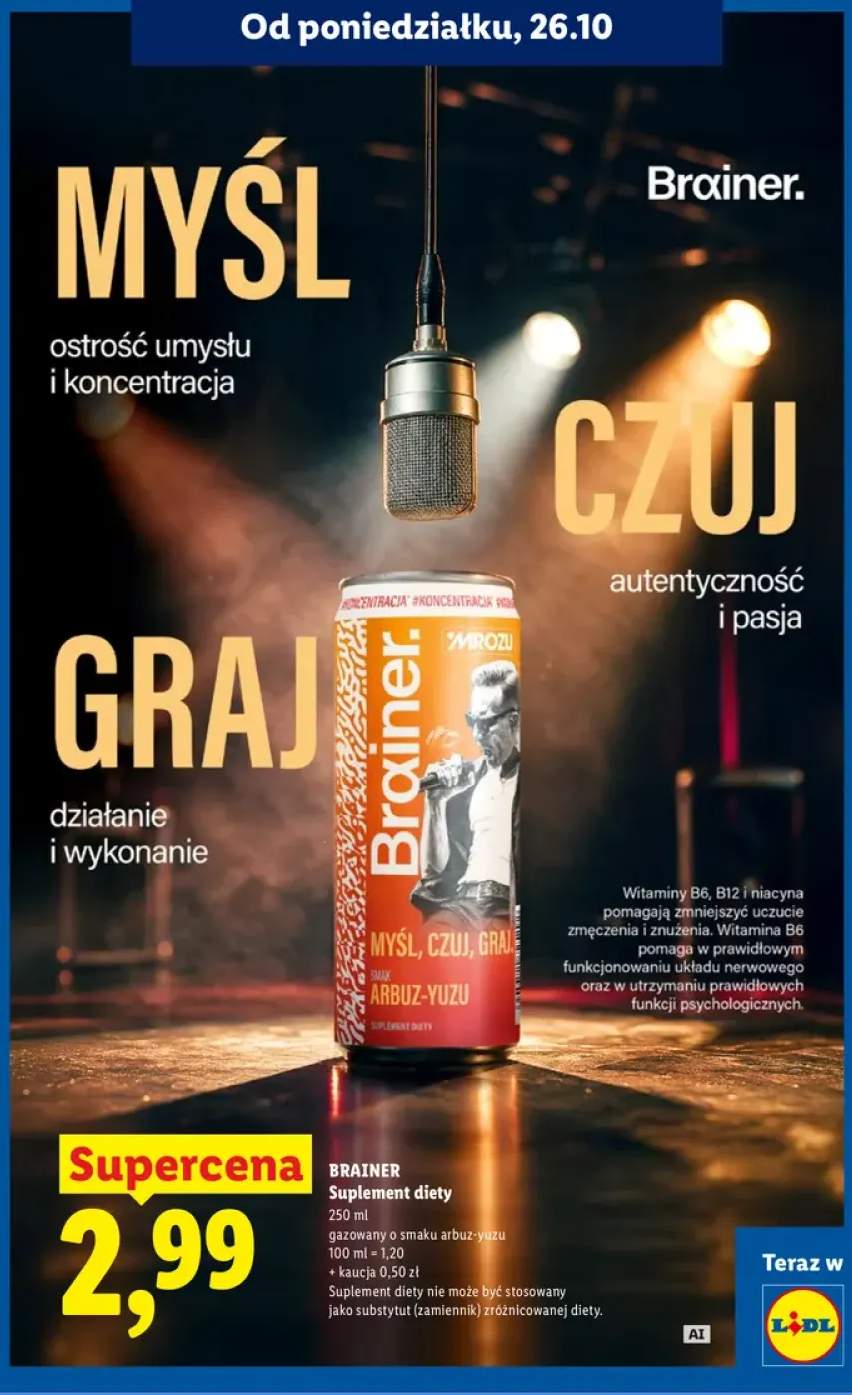 Suplement diety gazowany o smaku arbuz-yuzu Brainer