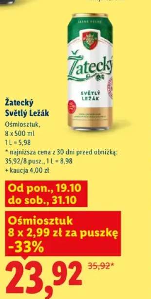Piwo Žatecký Světlý Ležák 8-pak 500 ml