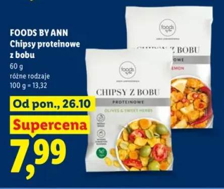 Chipsy proteinowe z bobu Olives & Sweet Herbs Foods by Ann +1 wariant