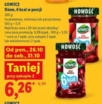 Dżem 6 kcal w porcji truskawkowy Łowicz +2 warianty