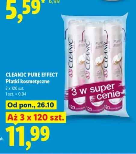 Płatki kosmetyczne Pure Effect Cleanic 3-pak 120 szt