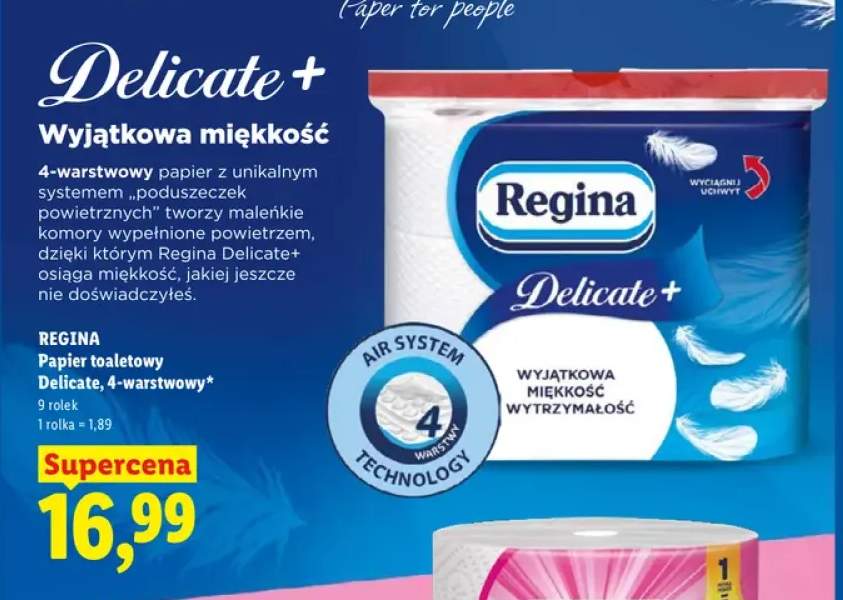 Papier toaletowy Delicate 4-warstwowy 9-pak Regina