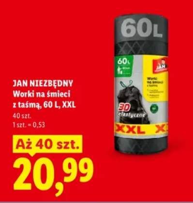 Worki na śmieci z taśmą 60 l XXL Jan Niezbędny