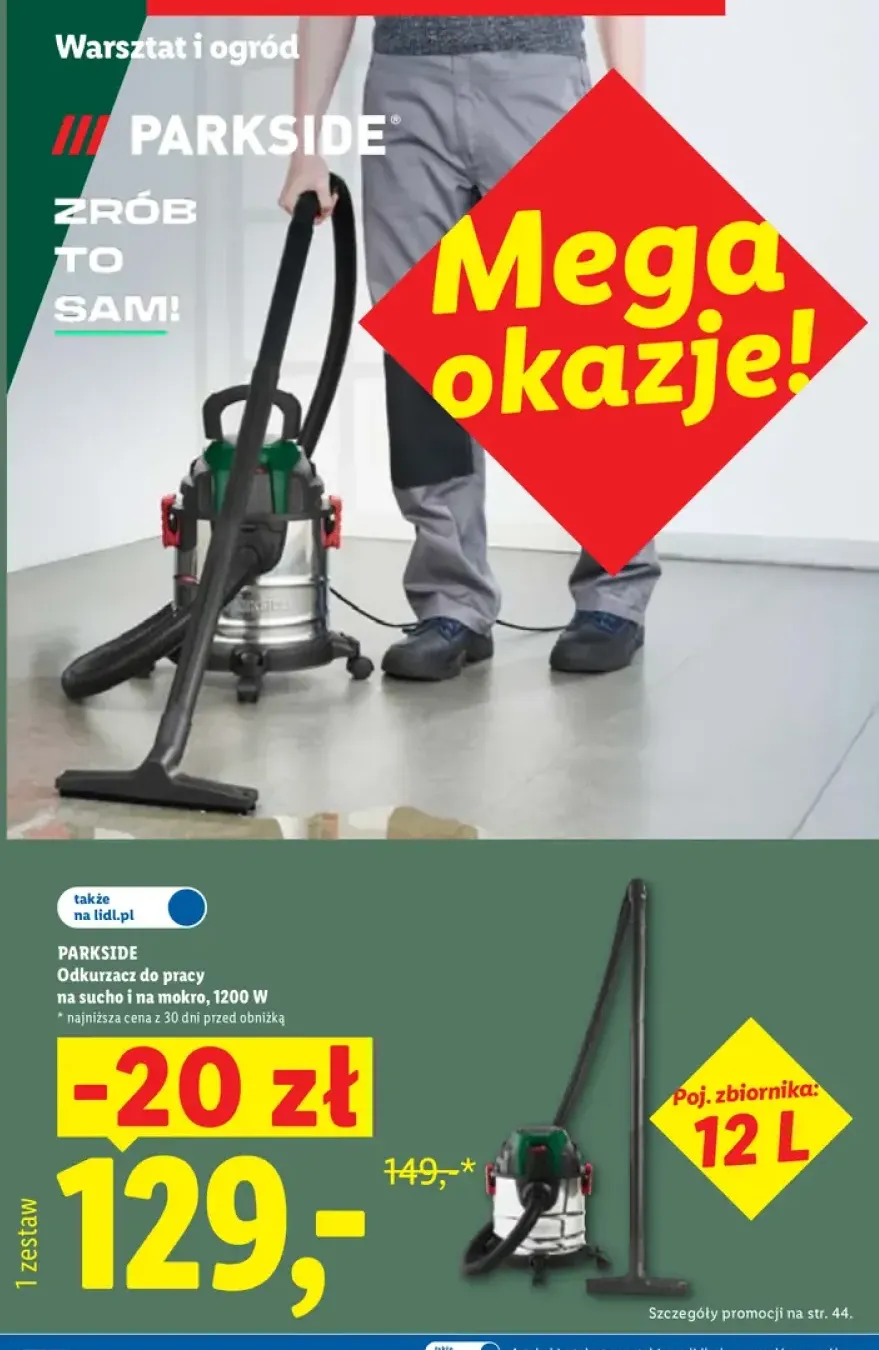 Odkurzacz do pracy na sucho i na mokro Parkside